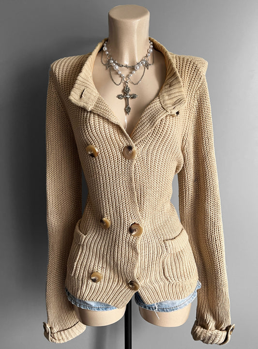 Vintage cardigan y2k Japanese Turtleneck Chunky Knit 90's - Shoplifts