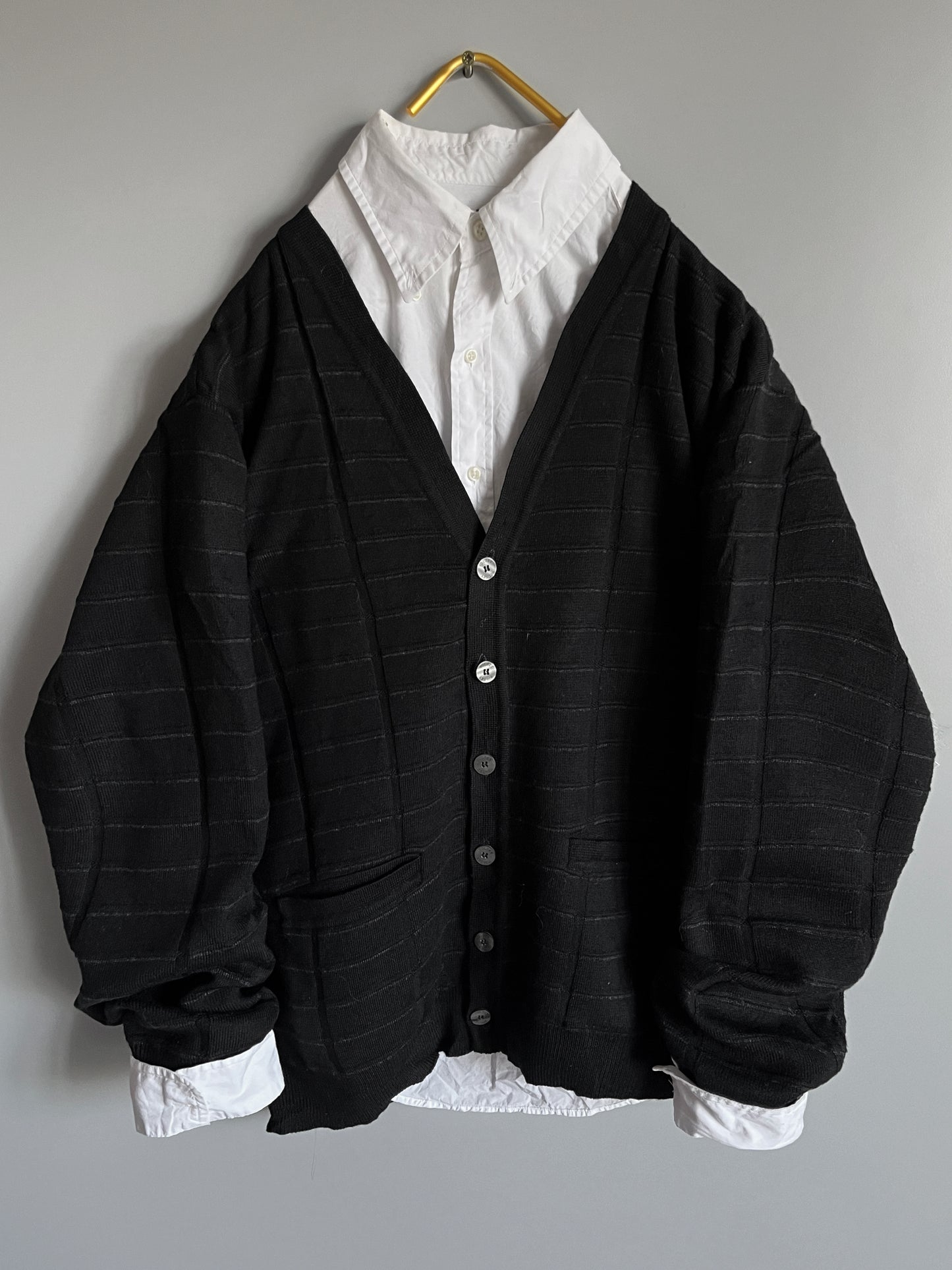 mens black knit cardigan vinatge sweater - shoplifts