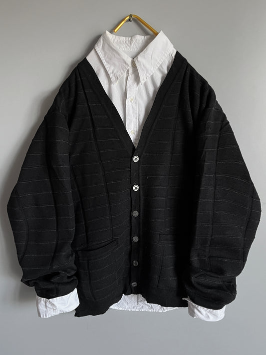 Mens Black knit Cardigan Vinatge Sweater - Shoplifts