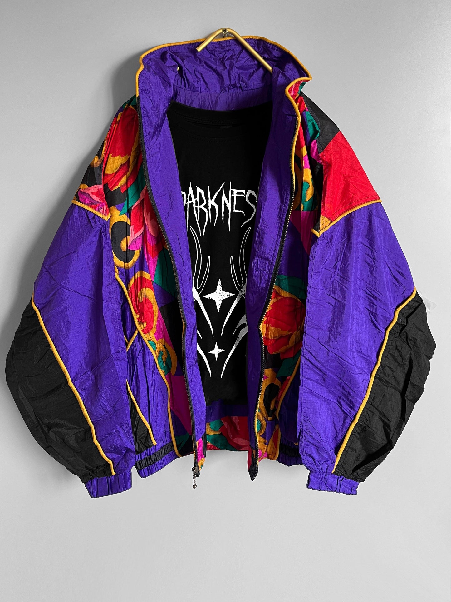 y2k crazzy pattern windbreaker jacket gothic / emo / punk / metal grunge vintage - shoplifts