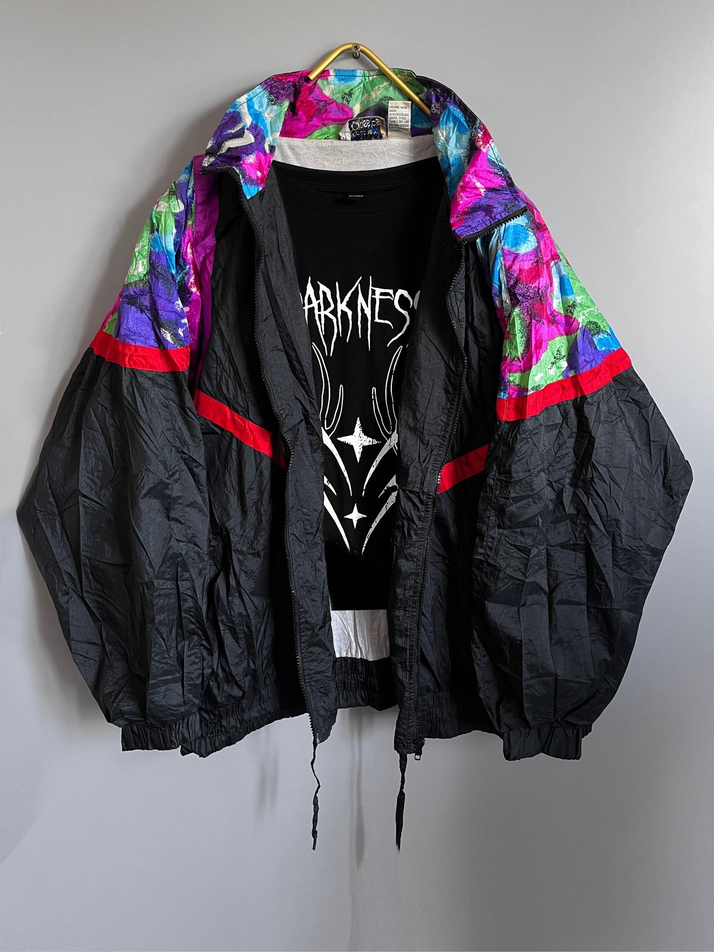 y2k crazzy pattern windbreaker jacket gothic / emo / punk / metal grunge vintage - shoplifts