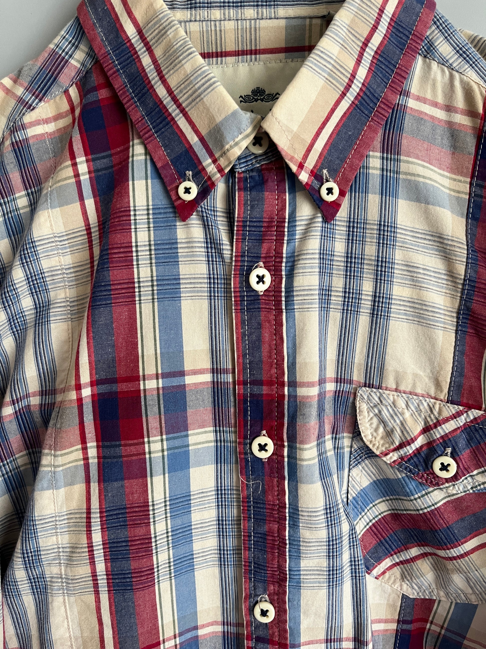 Mens Shirt Plaid Long sleeve vintage - Shoplifts