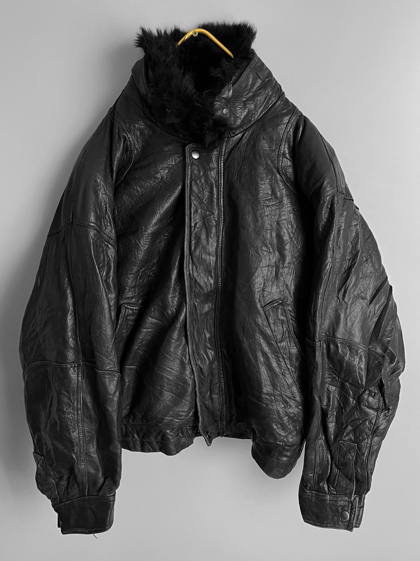 mens buffalo leather jacket fur layer - shoplifts