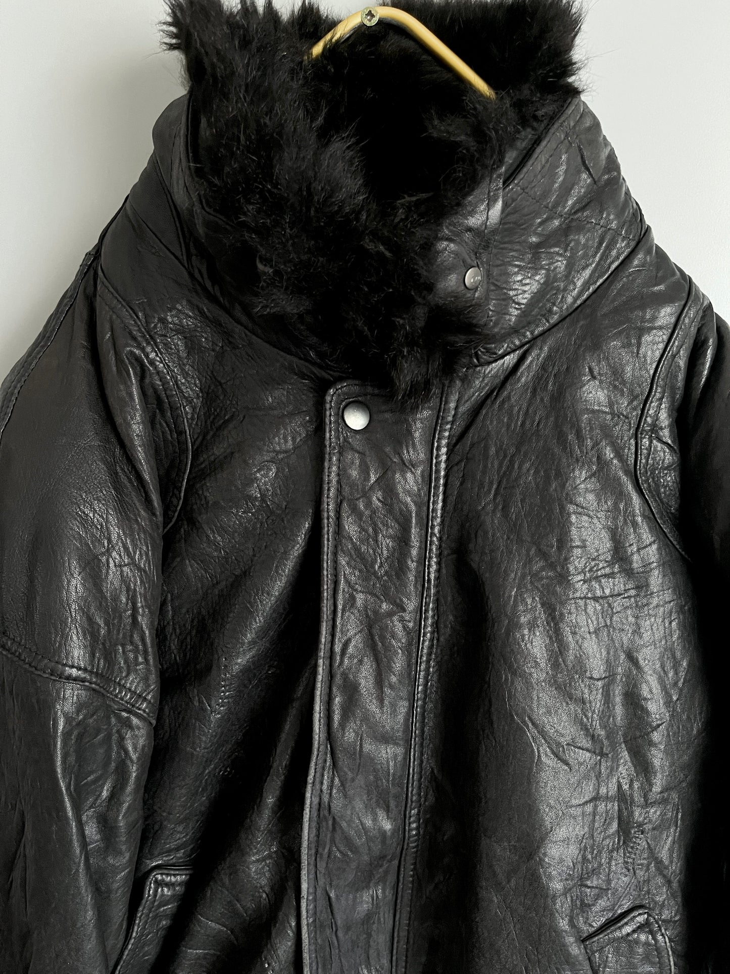 mens buffalo leather jacket fur layer - shoplifts