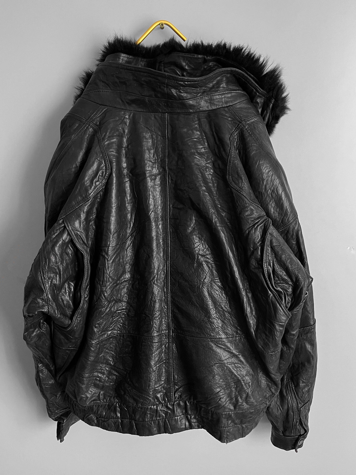 mens buffalo leather jacket fur layer - shoplifts