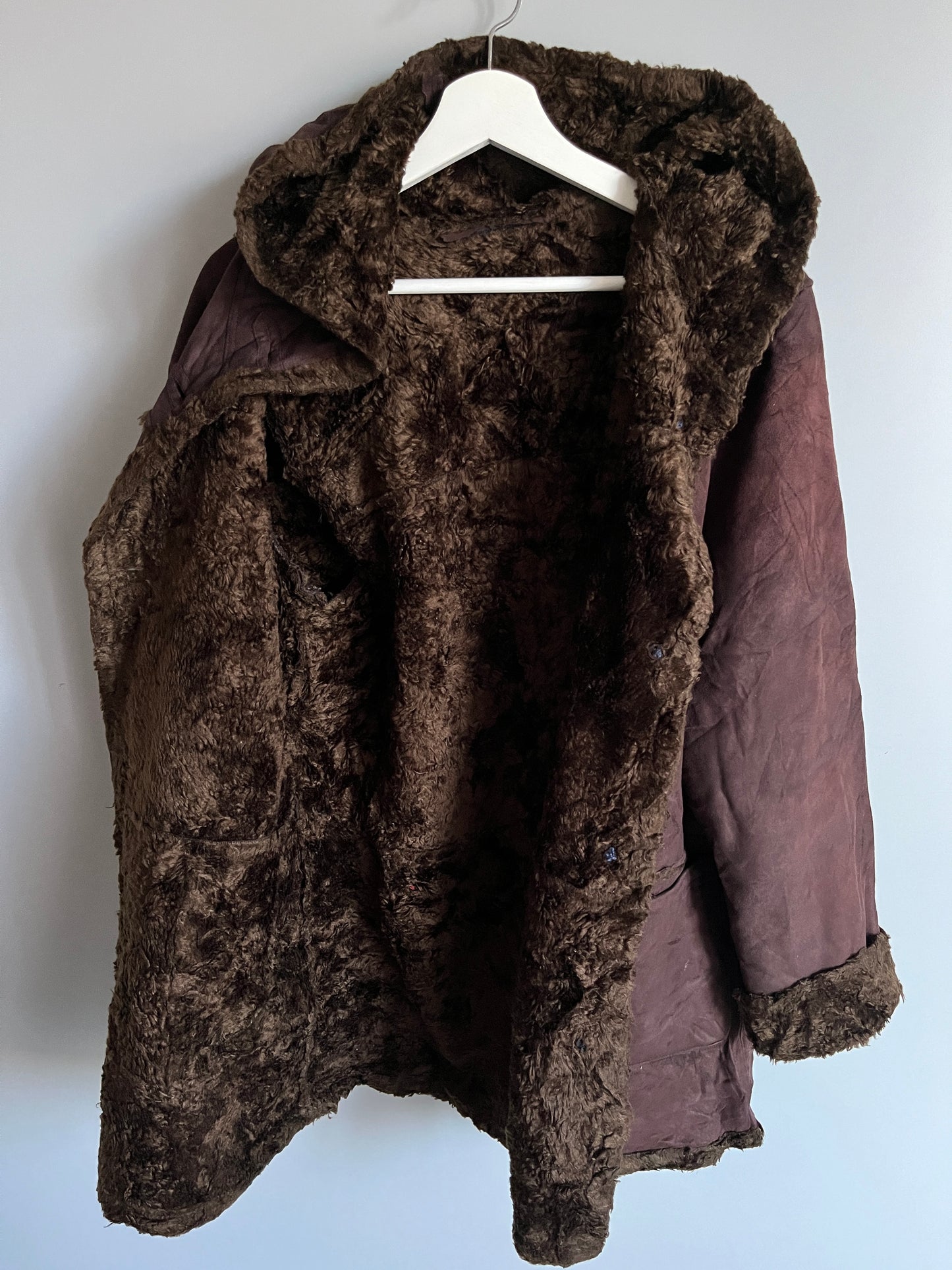 vintage jacket buffalo faux fur suede afghan coat - shoplifts