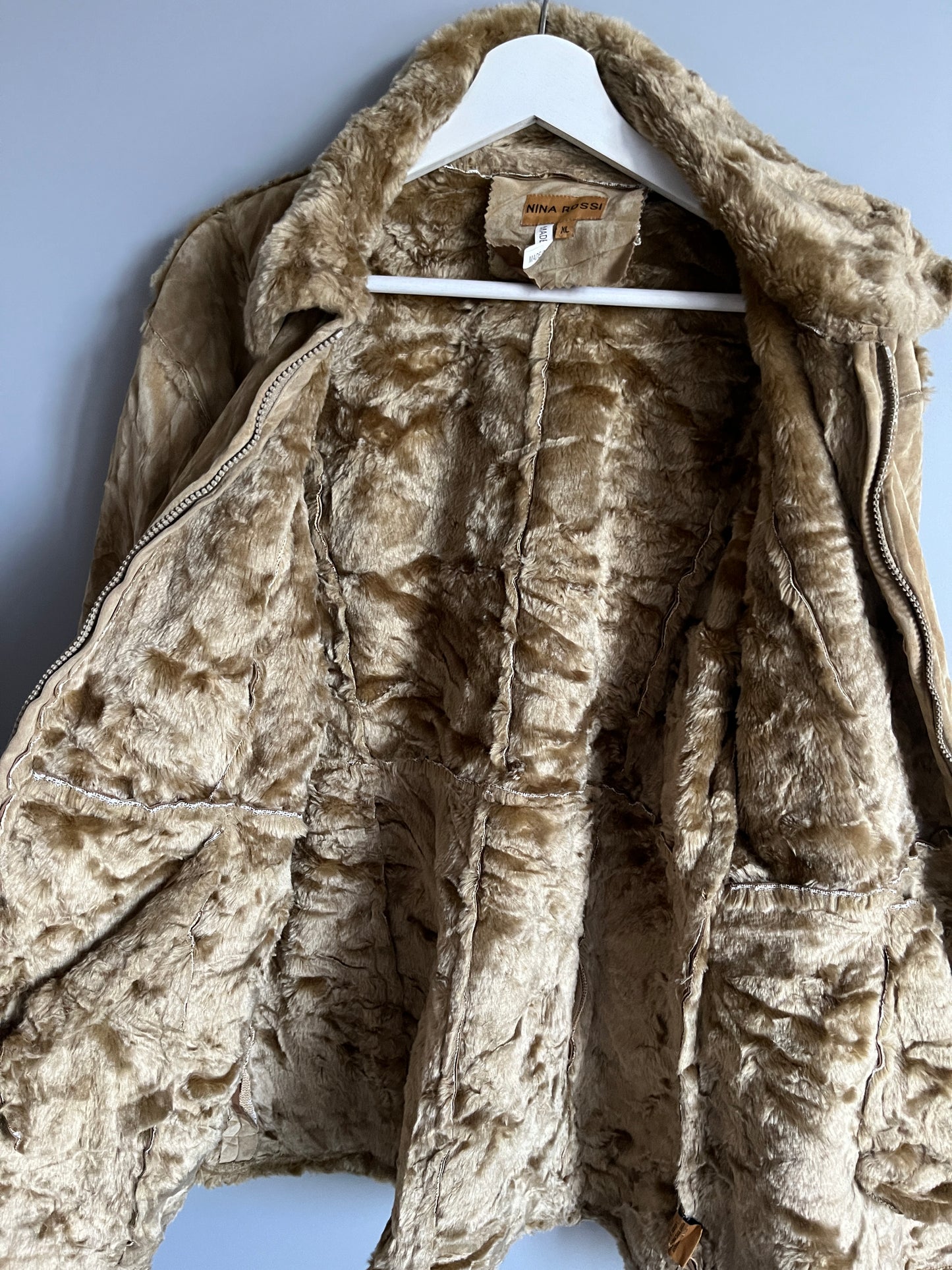 vintage jachet buffalo faux fur suede afghan coat - shoplifts