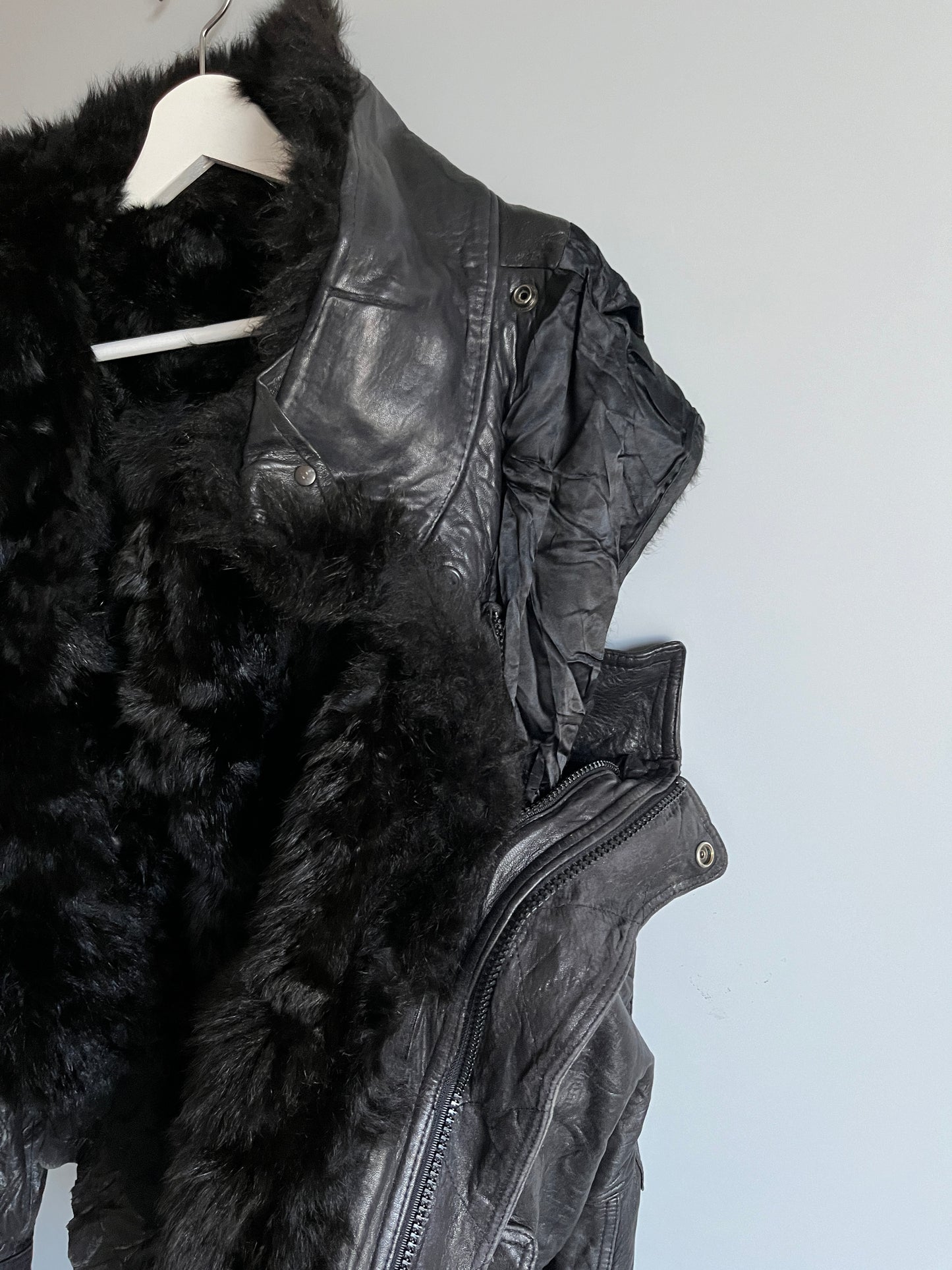 mens buffalo leather jacket fur layer - shoplifts