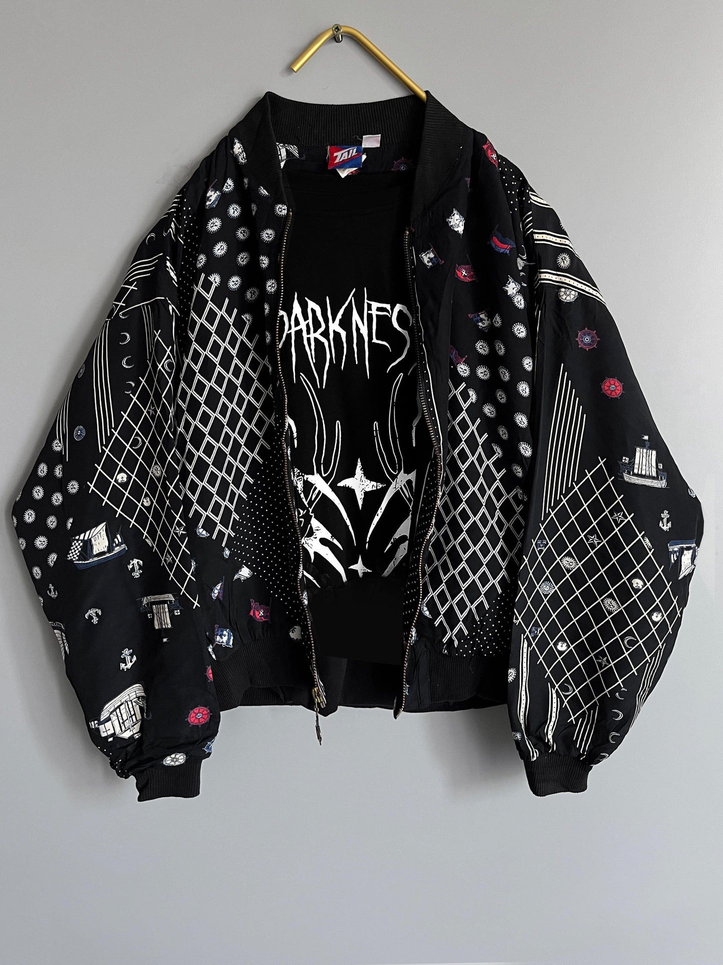 y2k crazzy pattern windbreaker jacket gothic / emo / punk / metal grunge vintage - shoplifts