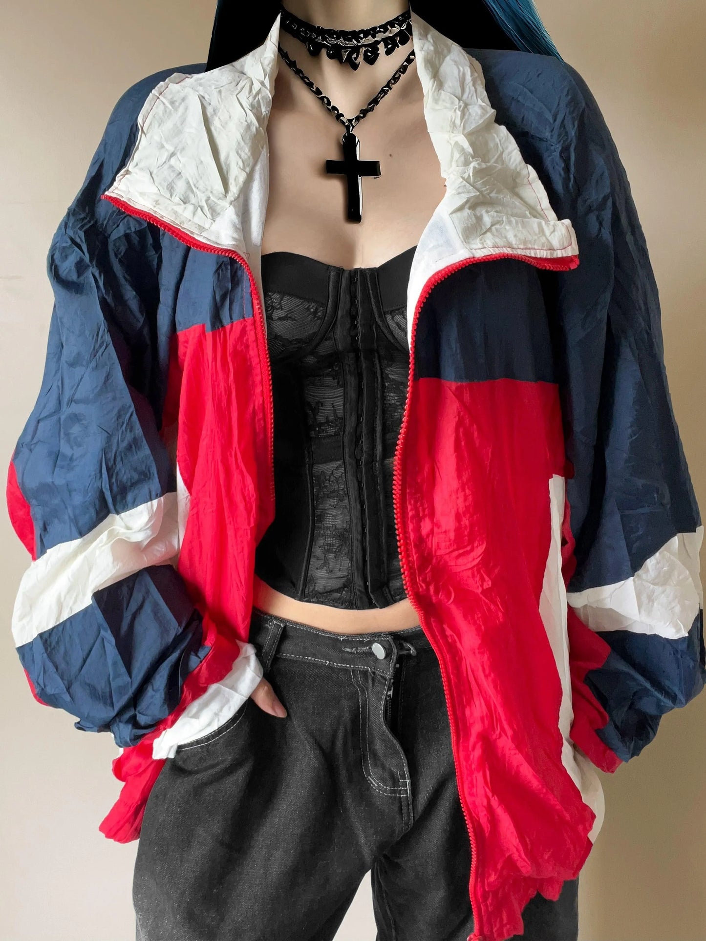 windbreaker vintage jacket colourful - shoplifts