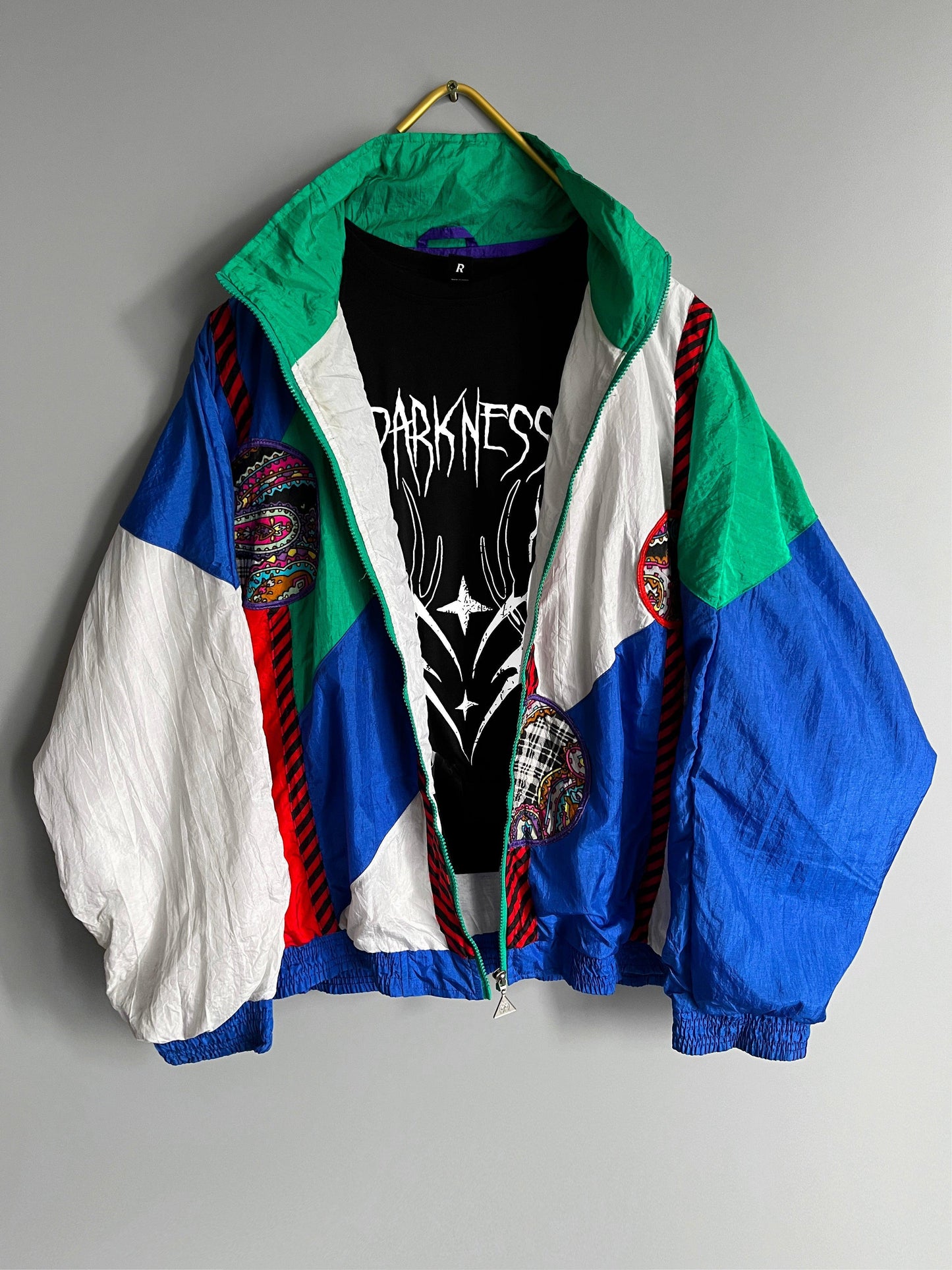 y2k crazzy pattern windbreaker jacket gothic / emo / punk / metal grunge vintage - shoplifts