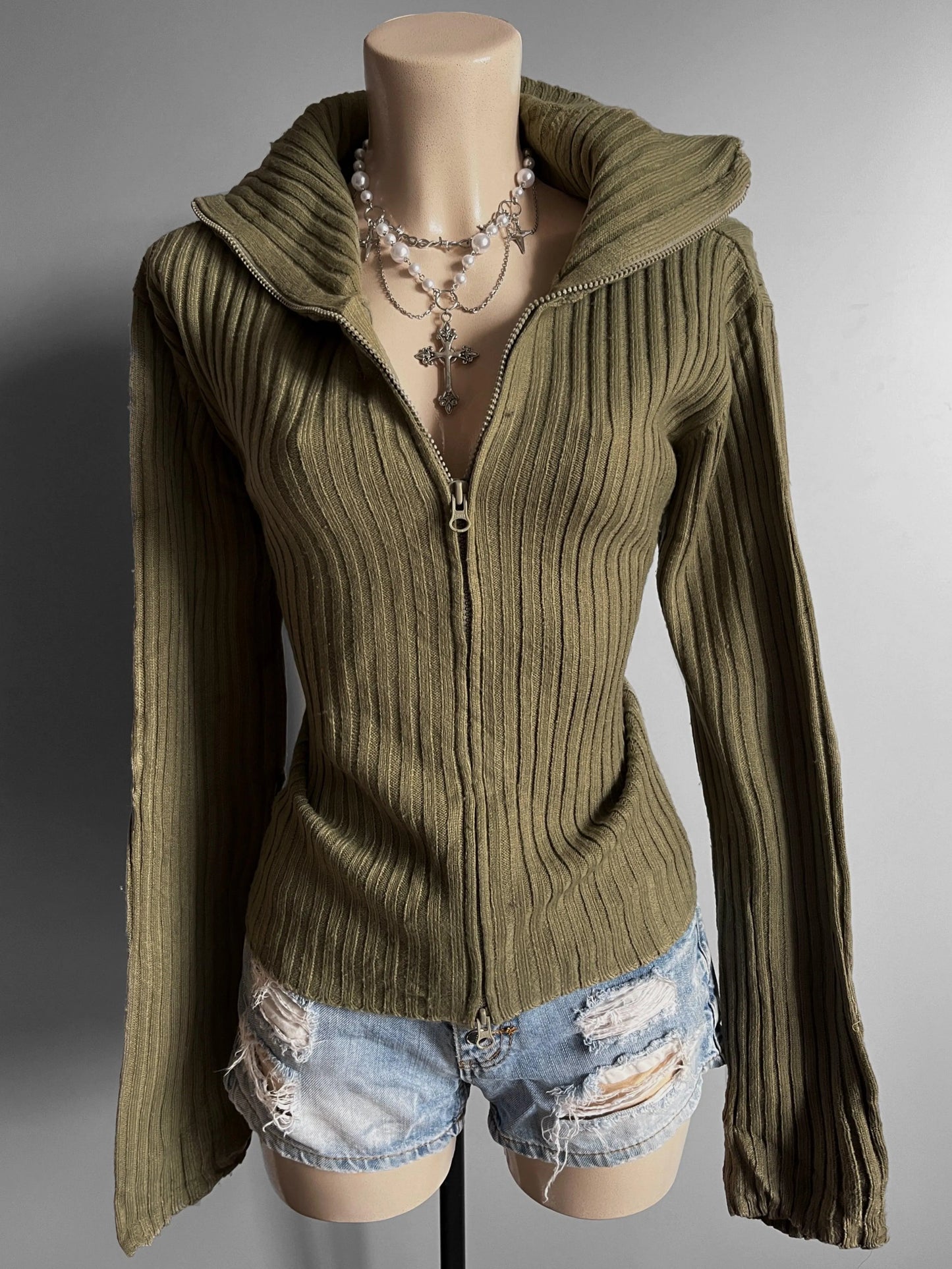 turtleneck y2k knit long sleeve jumper sweater top - shoplifts