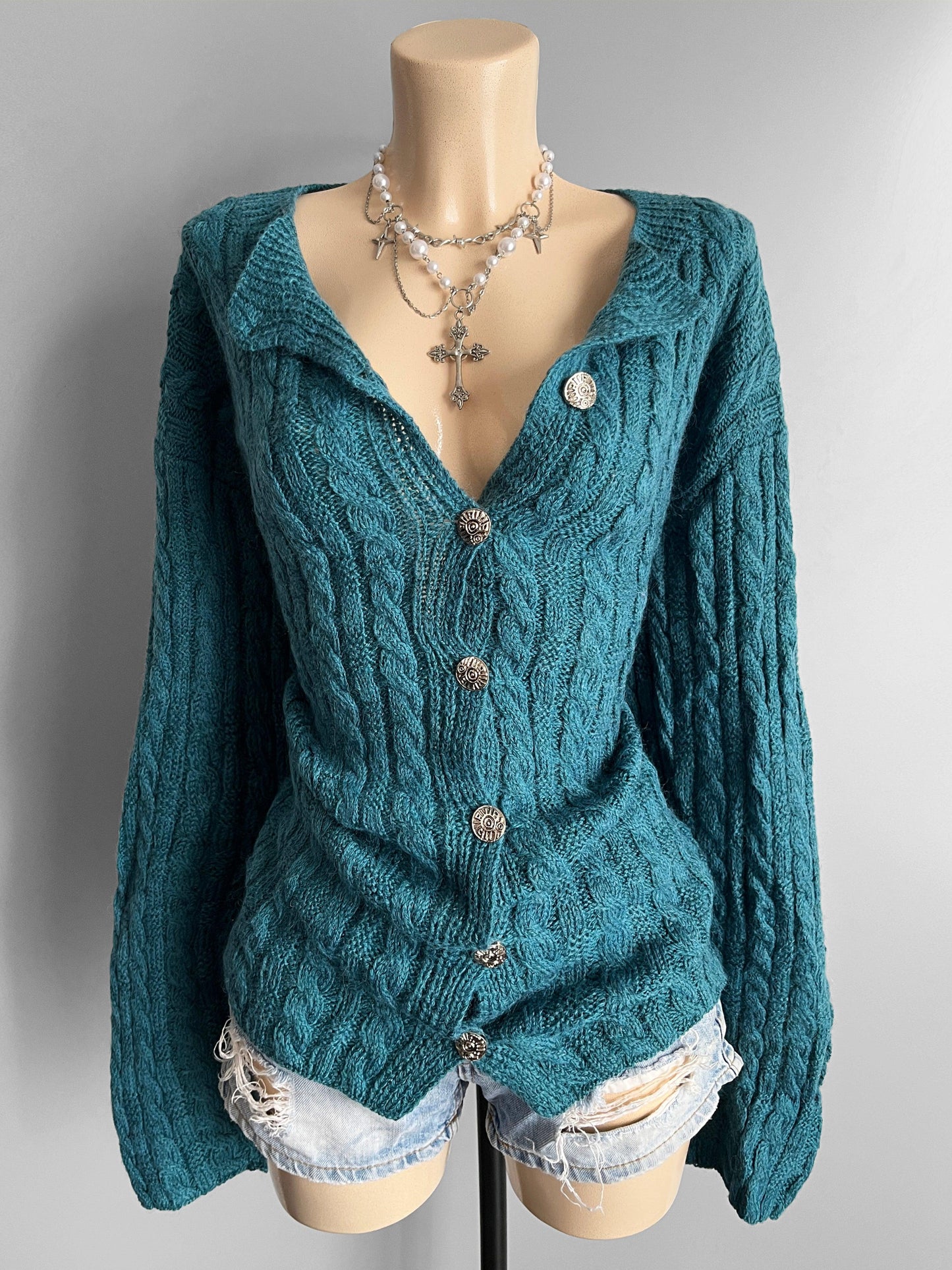 chunky knit oversized cardigan sweater - shoplifts