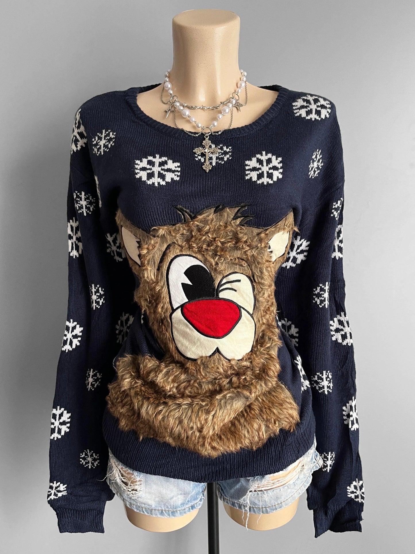 women's vintage kawaii y2k printed knit sweater pullover - shoplifts