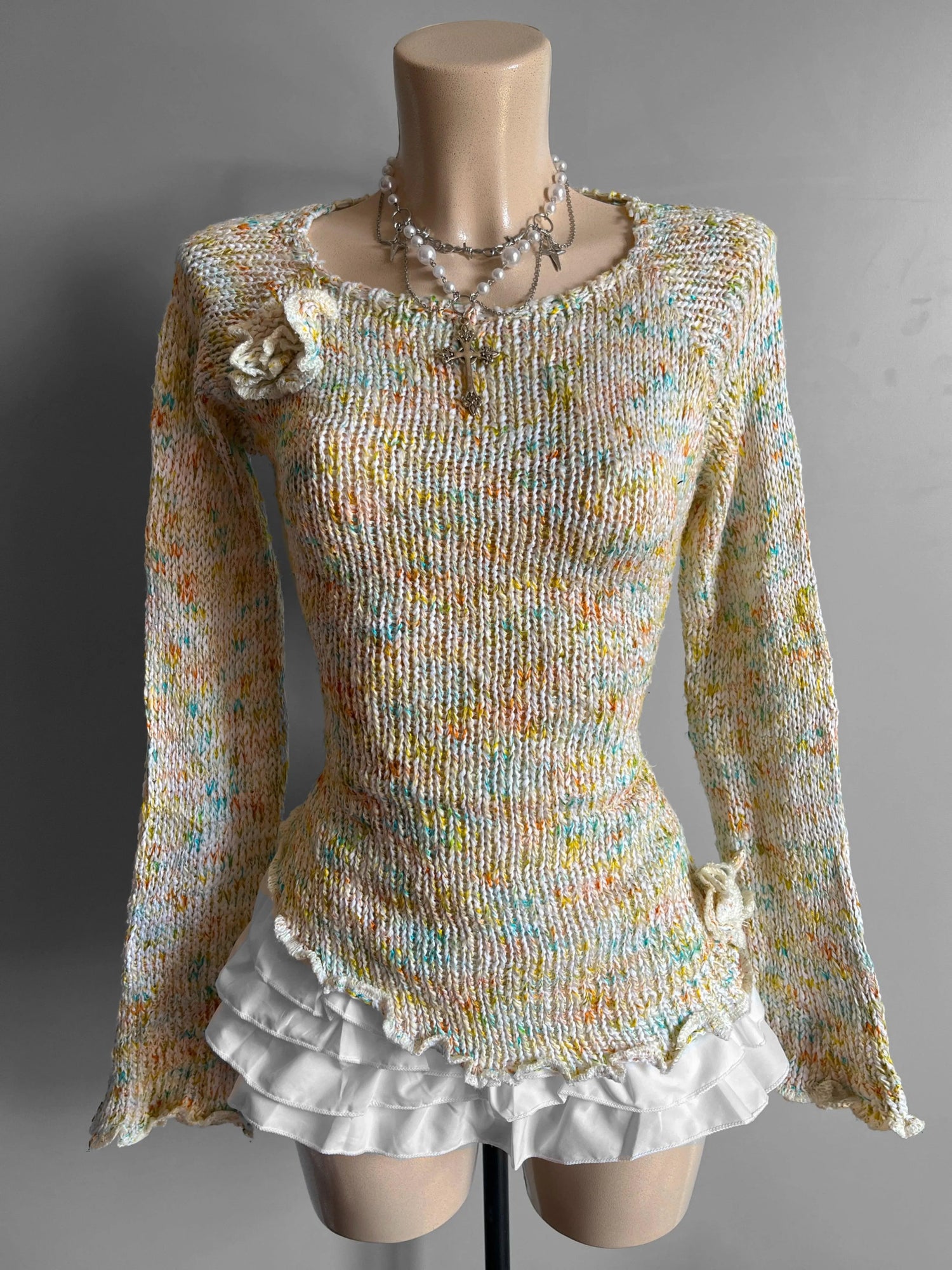 Fairycore Long sleeve Knit Jumper asymmetric y2k vintage 00's - Shoplifts