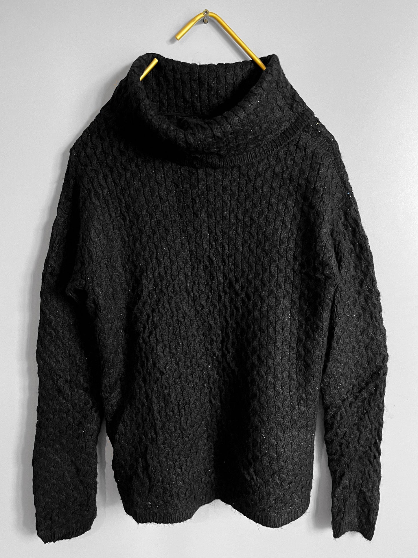 black turtleneck chunky knit sweater jumper | y2k gothic emo - shoplifts