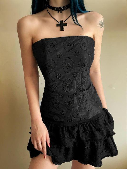 Vintage Gothic Emo style y2k Dark Coquette Victorian Laced Busting Corset top - Shoplifts