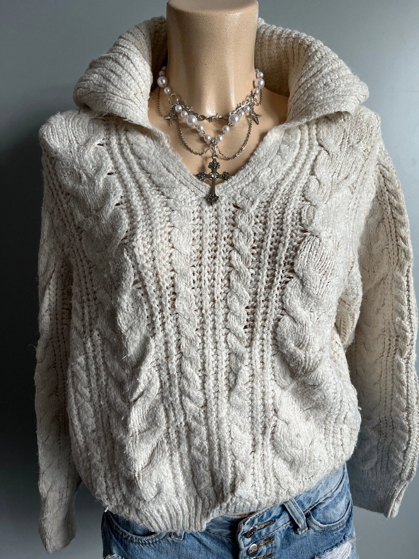 sweater chunky knit long sleeve turtleneck vintage y2k - shoplifts