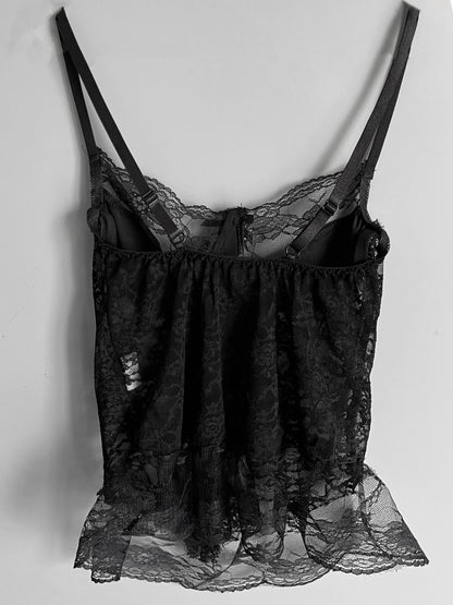 Corsetto con ricamo in pizzo trasparente