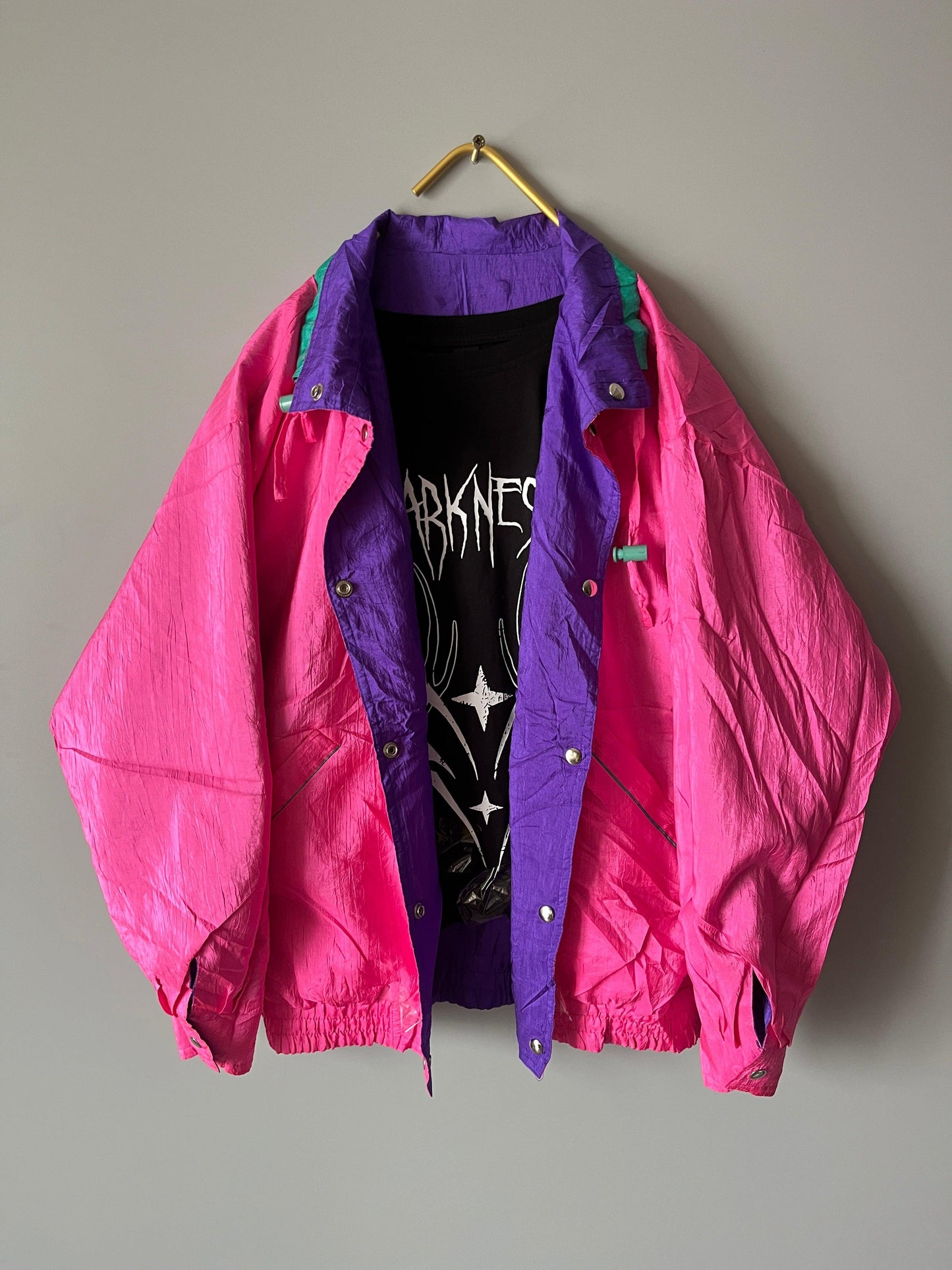 y2k 2 sided crazzy pattern windbreaker jacket gothic / emo / punk / metal grunge vintage - shoplifts