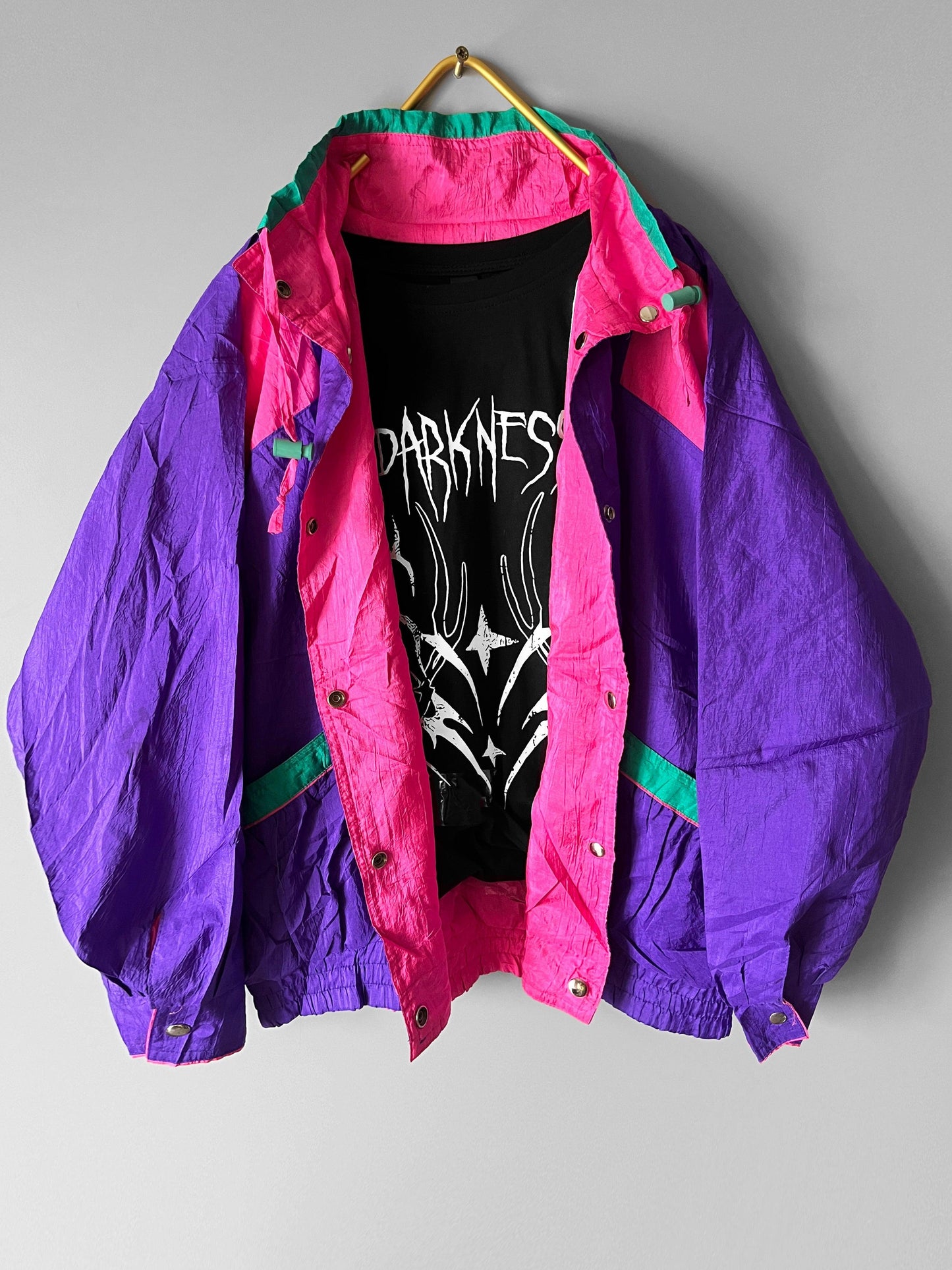 y2k 2 sided crazzy pattern windbreaker jacket gothic / emo / punk / metal grunge vintage - shoplifts