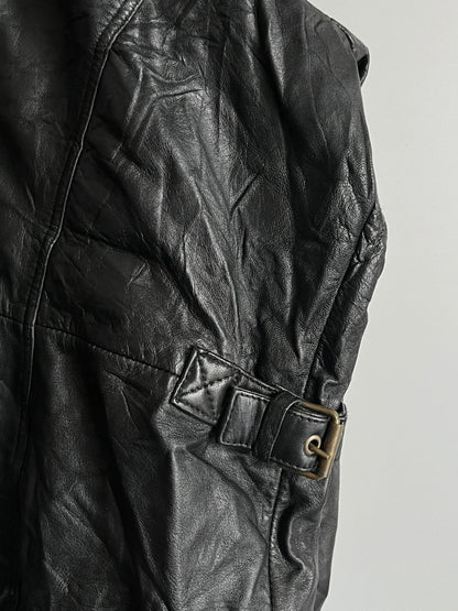 Giacca in Vera Pelle Nera Elegante y2k - Shoplifts