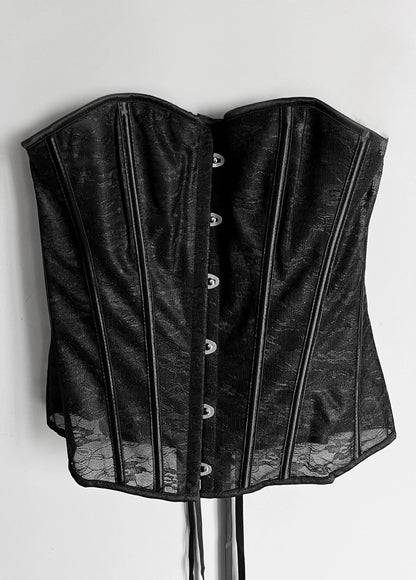 Black Lace Strapless Corset Top - Shoplifts