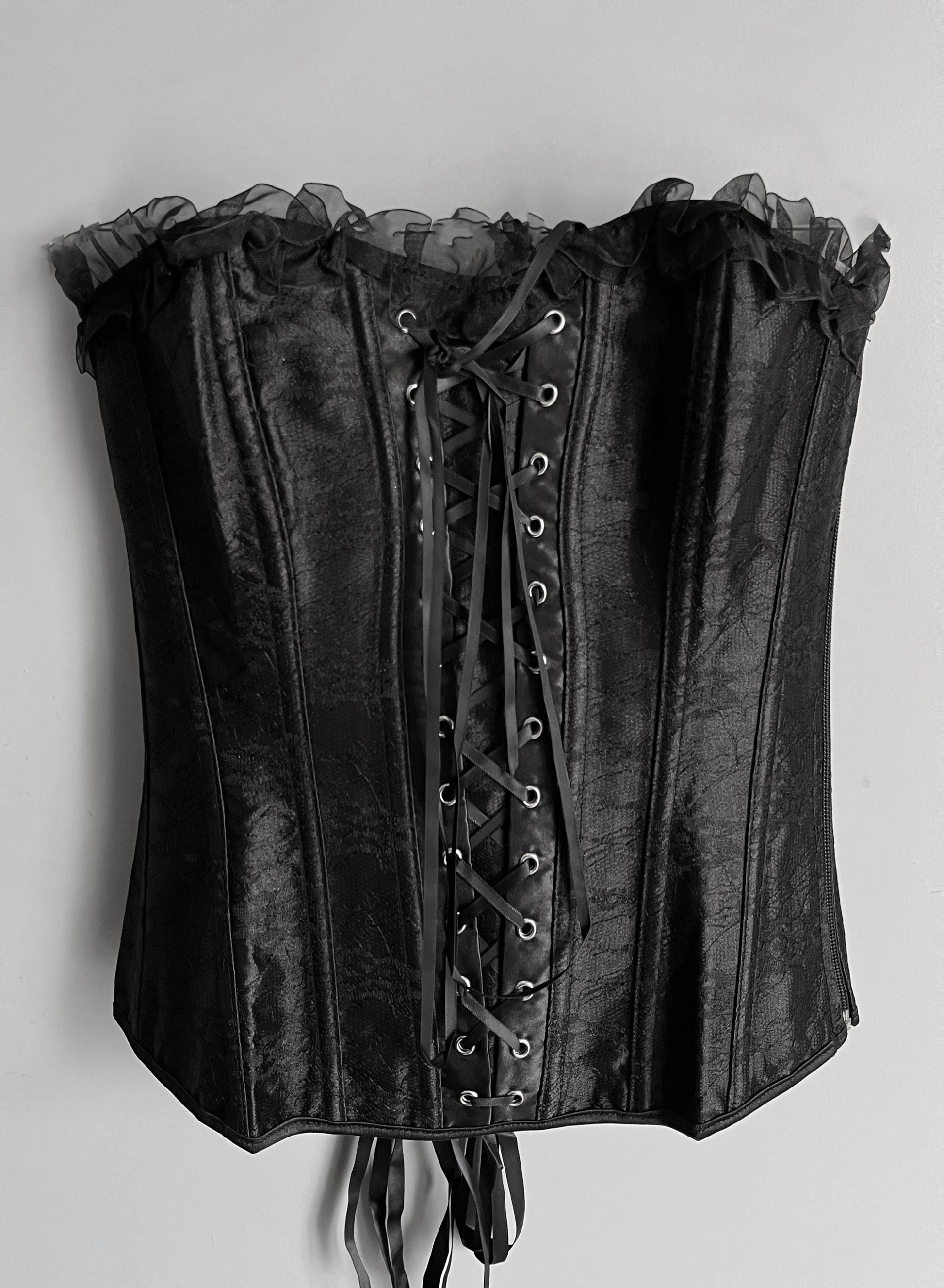 Black Lace Strapless Corset Top - Shoplifts