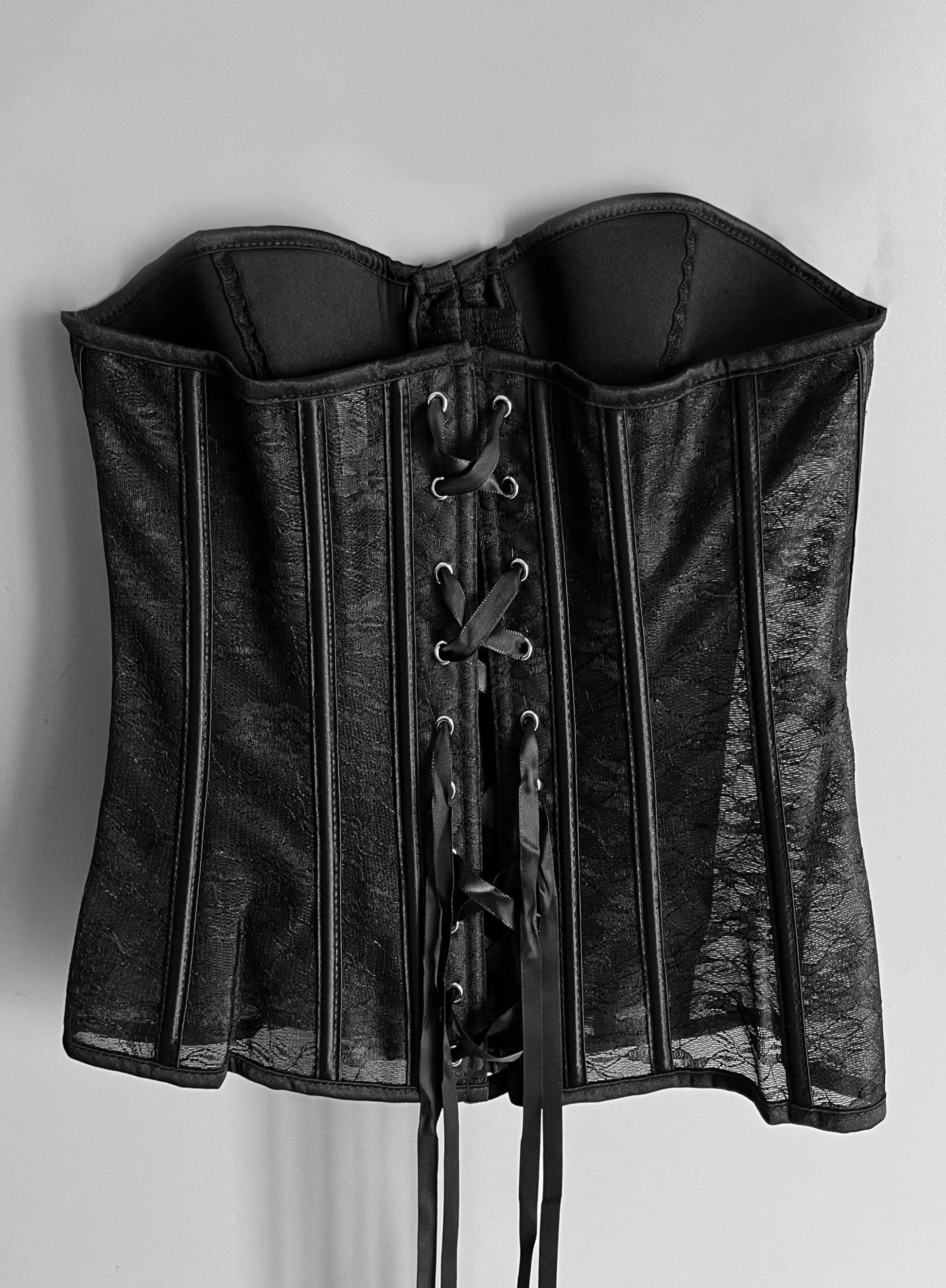 Black Lace Strapless Corset Top - Shoplifts