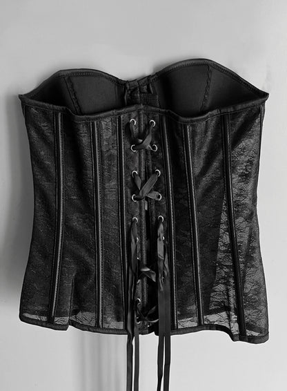 Black Lace Strapless Corset Top - Shoplifts