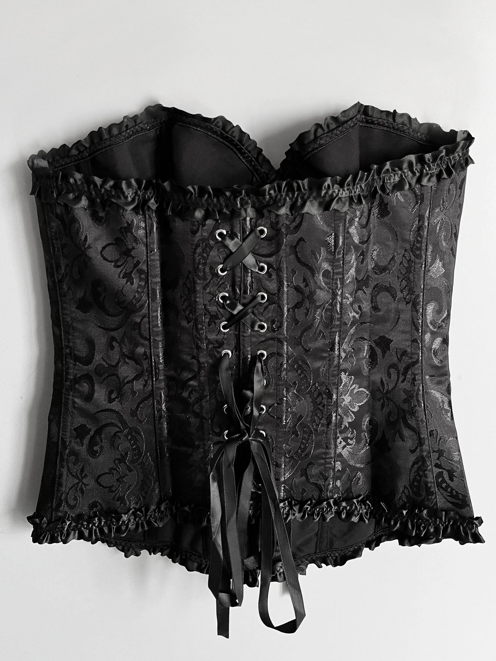 Black Lace Strapless Corset Top - Shoplifts