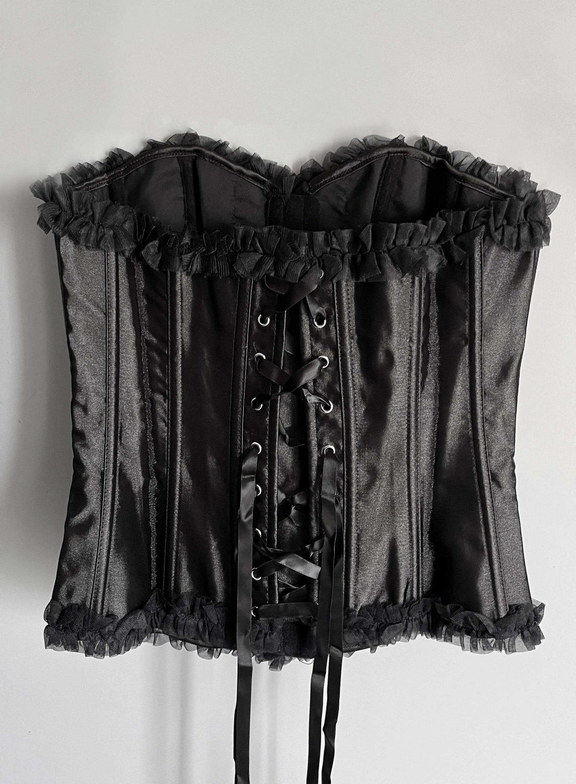 Black Lace Strapless Corset Top - Shoplifts
