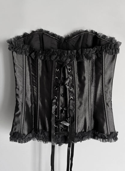 Black Lace Strapless Corset Top - Shoplifts