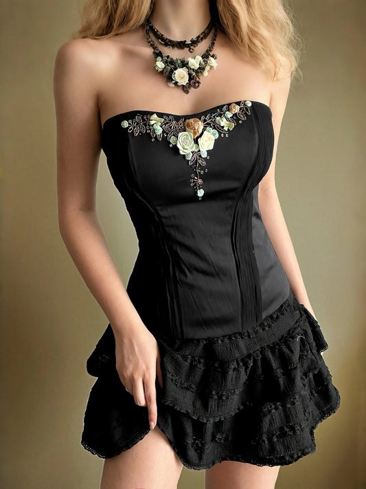 Vintage Black Corset Y2K - Shoplifts