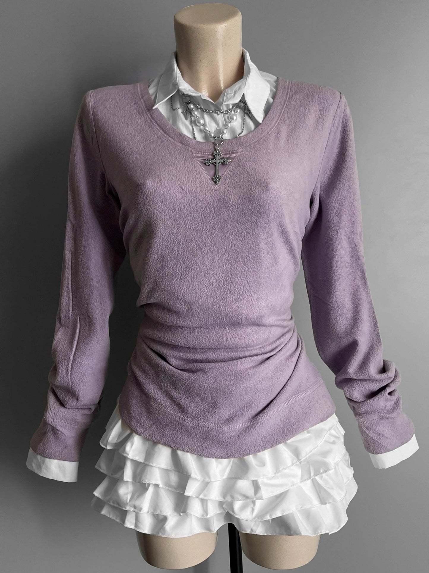 maglione vintage retro knittato autunno a collo alto manica lunga - shoplifts